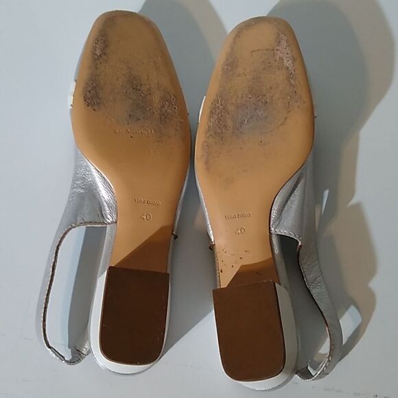Bruno Magli Slingback Metallic Chunk Heels 40 - Picture 5 of 8